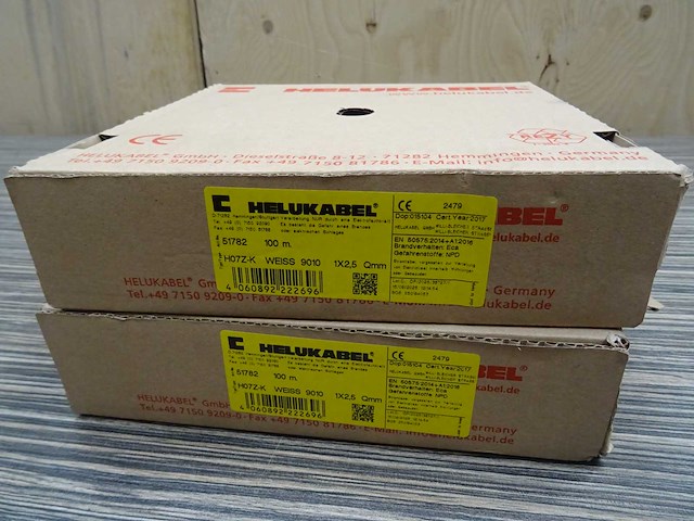 Helukabel - h07z-k wit 1x2,5 - montagedraad 100m (2x) - afbeelding 1 van  2