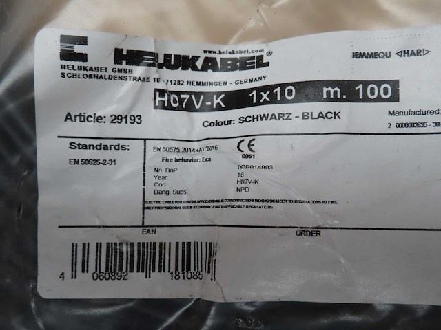 Helukabel - installatiekabel h07v-k 1x10 - 100 mtr - afbeelding 1 van  2