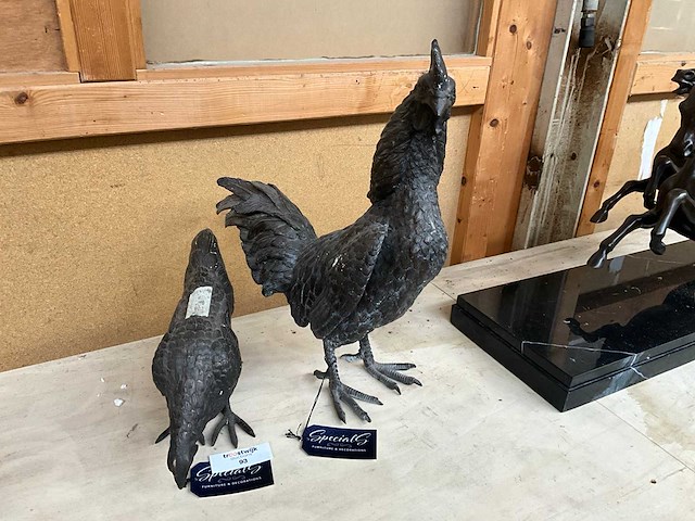 Hen and rooster decoratief beeld (2x) - afbeelding 1 van  1