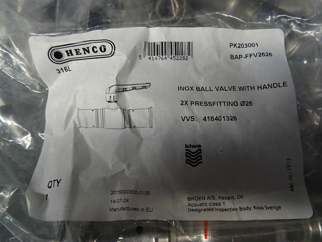 Henco - 316l - pk203001 - afsluiter (19x) - afbeelding 1 van  1