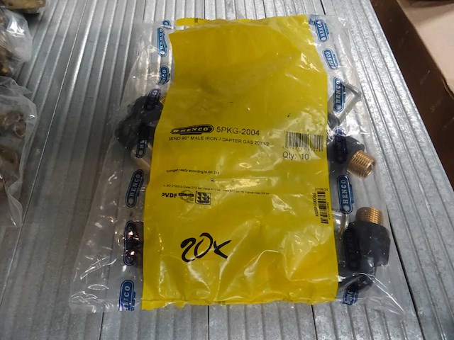 Henco - 5pkg-2004 male - 20mm x 1/2" - gas overgangsknie (20x) - afbeelding 2 van  2