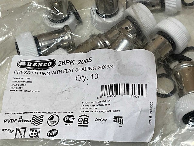 Henco perskoppeling met vlakke dichting 26pk 20x3/4 (40x) - afbeelding 3 van  3