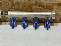 Henco verdeler 1" met 4 uitgangen euroconus incl. kogelkranen blauw (2x) - afbeelding 3 van  3