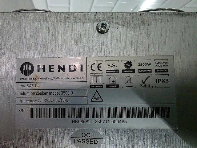 Hendi inductie kookplaat md3500d - afbeelding 5 van  5
