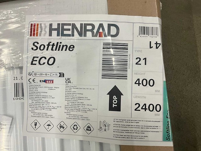 Henrad 0597042124 paneelradiator softline eco 400-21-2400 2225w - afbeelding 2 van  2