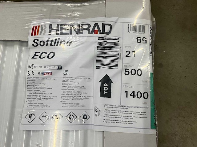 Henrad 0597052114 paneelradiator softline eco 500-21-1400 1550w - afbeelding 3 van  5