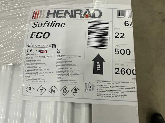 Henrad 0597052226 paneelradiator softline eco 500-22-2600 3643w (2x) - afbeelding 4 van  7