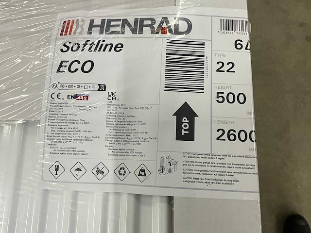 Henrad 0597052226 paneelradiator softline eco 500-22-2600 3643w - afbeelding 4 van  7