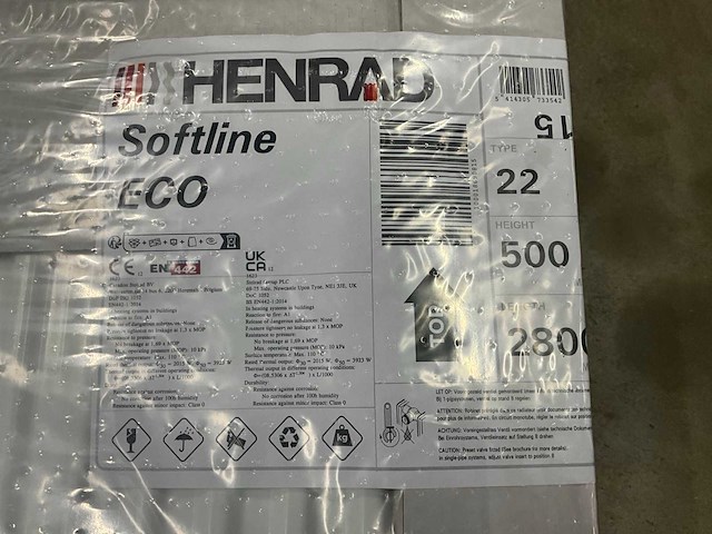 Henrad 0597052228 paneelradiator softline eco 500-22-2800 3923w - afbeelding 4 van  8