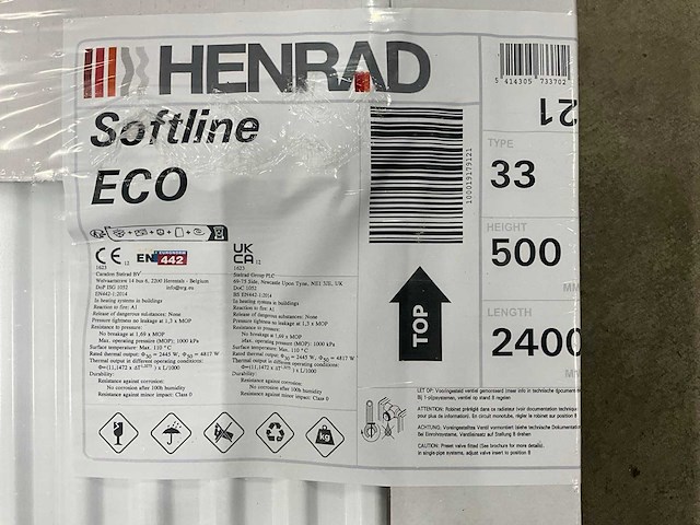 Henrad 0597053324 paneelradiator softline eco 500-33-2400 4817w - afbeelding 5 van  7