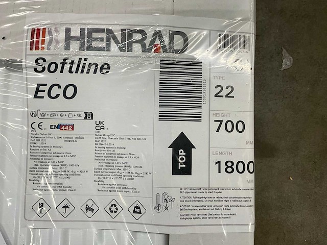 Henrad 0597072218 paneelradiator softline eco 700-22-1800 3283w (3x) - afbeelding 1 van  3