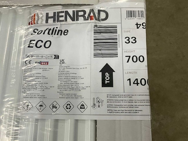 Henrad 0597073314 paneelradiator softline eco 700-33-1400 3650w - afbeelding 5 van  9