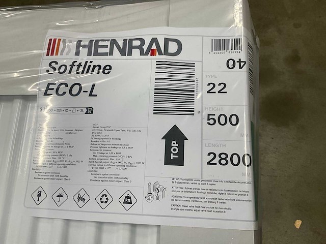 Henrad 0598052228 paneelradiator softline eco l 500-22-2800 links 3923w - afbeelding 3 van  6