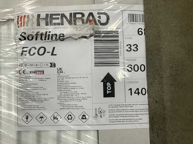 Henrad 0598063314 paneelradiator softline eco l 600-33-1400 links 3238w - afbeelding 3 van  3