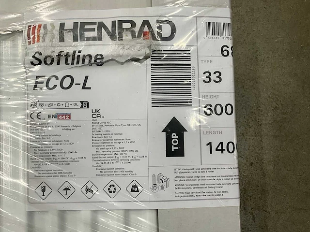 Henrad 0598063314 paneelradiator softline eco l 600-33-1400 links 3238w - afbeelding 5 van  7