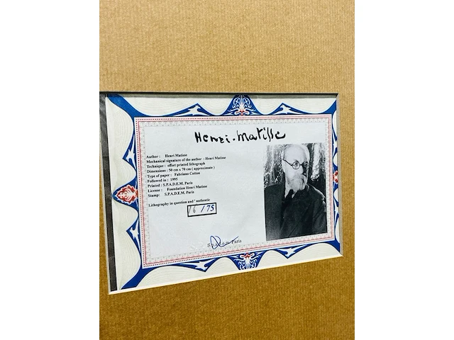 Henri matisse lithograaf - gesigneerd met certificaat - afbeelding 6 van  6