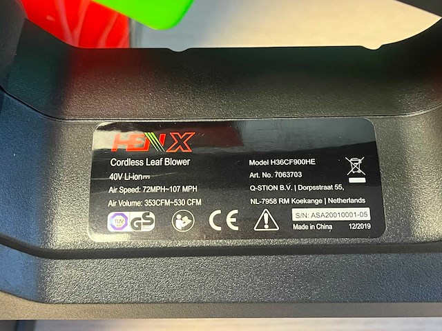 Henx - hand bladblazer met 7,5ah accu en lader - afbeelding 6 van  6
