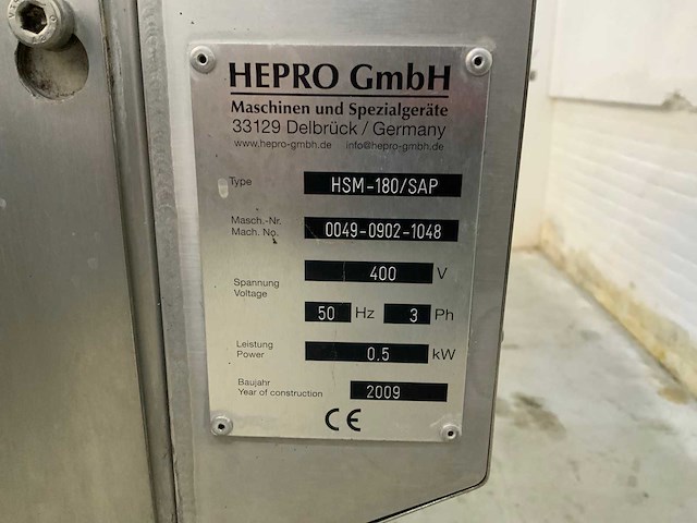 Hepro - 2009 - hsm-180/sap - overige fruit- en groenteverwerking - afbeelding 1 van  3