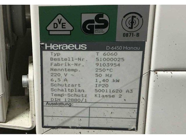 Heraeus t6060 laboratoriumoven - afbeelding 7 van  7