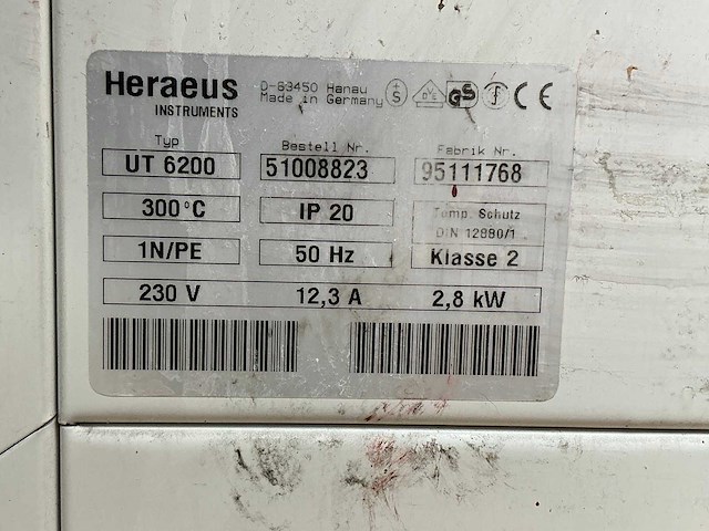 Hereaus ut6200 laboratoriumoven - afbeelding 6 van  6