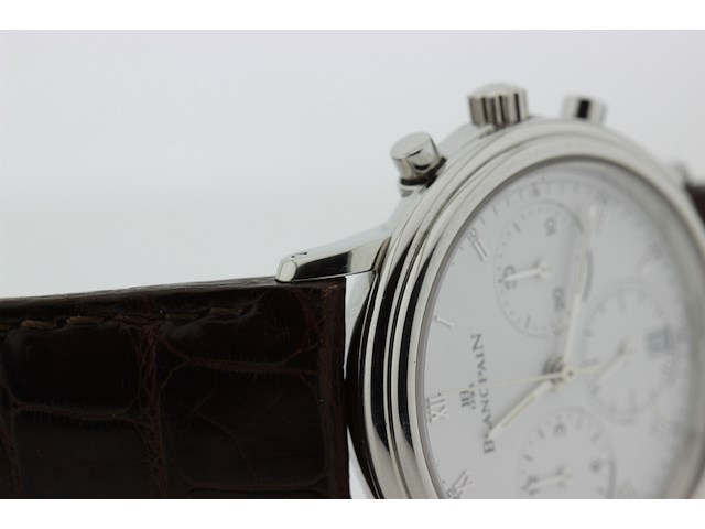 Heren chronograaf polshorloge, blanpain, villeret chronograaf, witte wijzerplaat, ca. 2000 - afbeelding 12 van  14