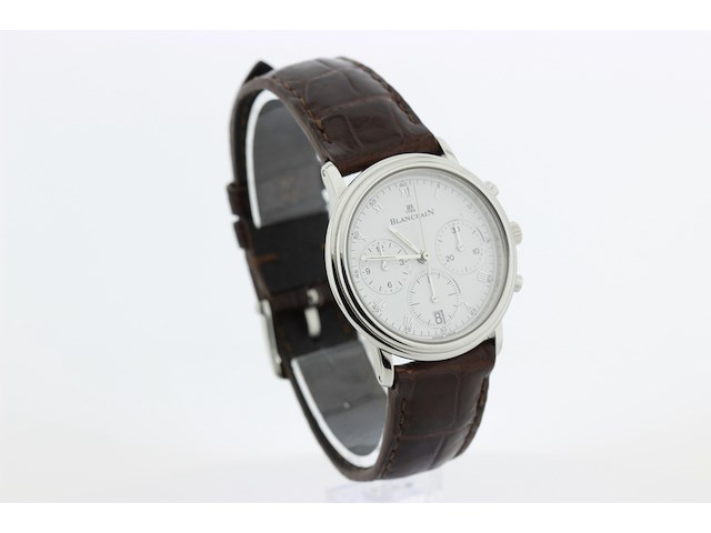 Heren chronograaf polshorloge, blanpain, villeret chronograaf, witte wijzerplaat, ca. 2000 - afbeelding 3 van  14