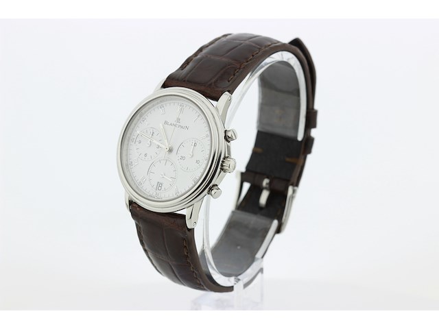 Heren chronograaf polshorloge, blanpain, villeret chronograaf, witte wijzerplaat, ca. 2000 - afbeelding 4 van  14