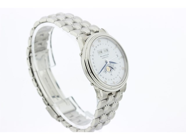 Heren chronograaf polshorloge, blanpain, villeret triple calender, witte wijzerplaat, ca. 2000 - afbeelding 2 van  8