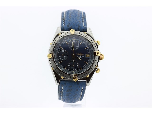 Heren chronograaf polshorloge, breitling, chronomat, blauwe wijzerplaat, ca. 2000 - afbeelding 1 van  8