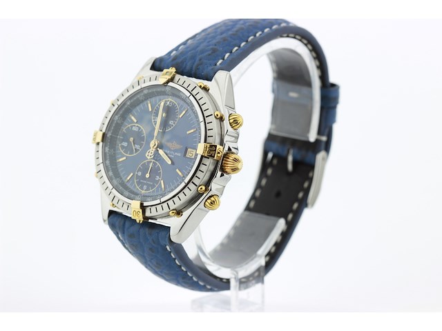 Heren chronograaf polshorloge, breitling, chronomat, blauwe wijzerplaat, ca. 2000 - afbeelding 3 van  8
