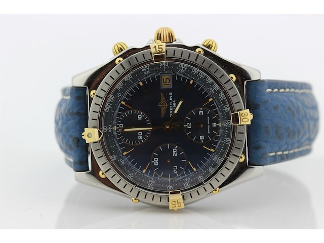 Heren chronograaf polshorloge, breitling, chronomat, blauwe wijzerplaat, ca. 2000 - afbeelding 4 van  8