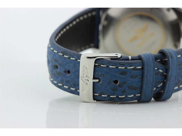 Heren chronograaf polshorloge, breitling, chronomat, blauwe wijzerplaat, ca. 2000 - afbeelding 5 van  8