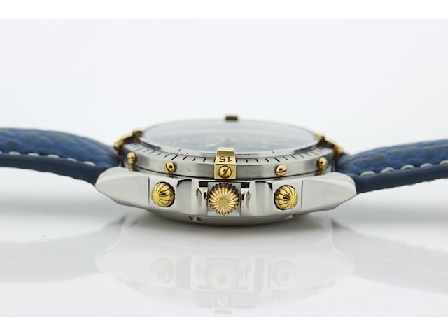 Heren chronograaf polshorloge, breitling, chronomat, blauwe wijzerplaat, ca. 2000 - afbeelding 7 van  8