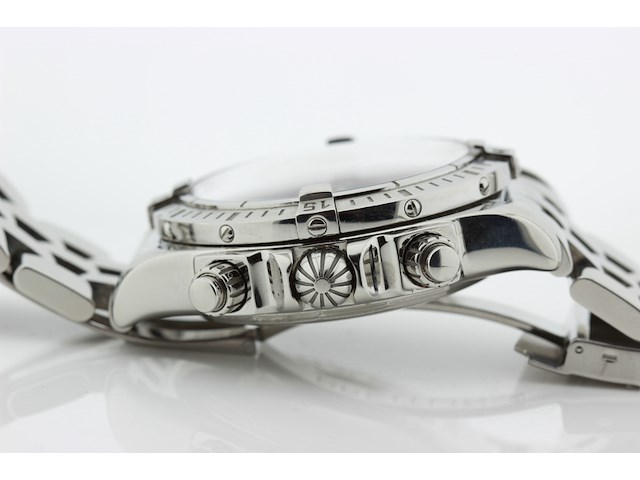 Heren chronograaf polshorloge, breitling, chronomat evolution, blauwe wijzerplaat, ca. 2010 - afbeelding 10 van  11