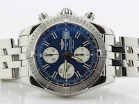 Heren chronograaf polshorloge, breitling, chronomat evolution, blauwe wijzerplaat, ca. 2010 - afbeelding 4 van  11