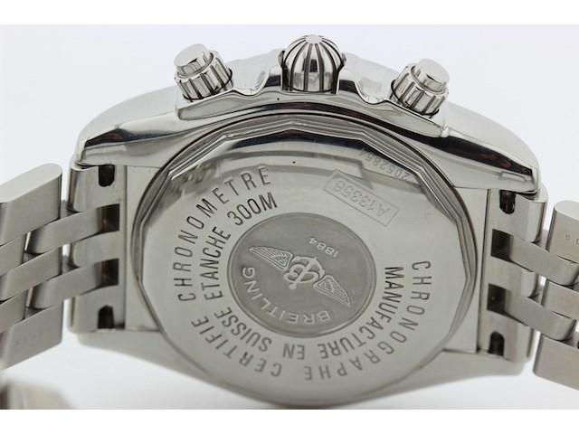 Heren chronograaf polshorloge, breitling, chronomat evolution, blauwe wijzerplaat, ca. 2010 - afbeelding 9 van  11