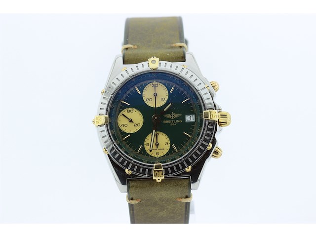 Heren chronograaf polshorloge, breitling, chronomat, groene wijzerplaat, ca. 2000 - afbeelding 1 van  7