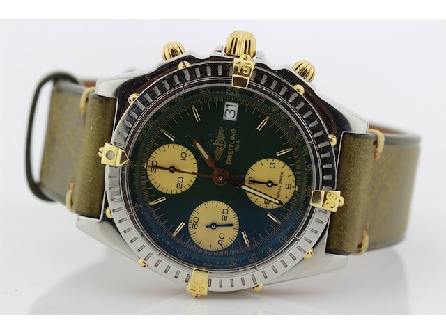 Heren chronograaf polshorloge, breitling, chronomat, groene wijzerplaat, ca. 2000 - afbeelding 4 van  7