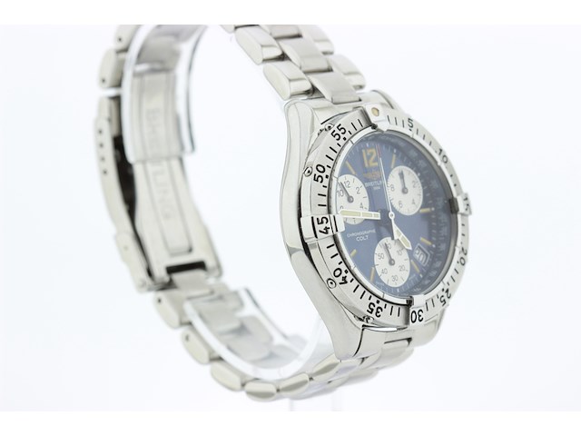 Heren chronograaf polshorloge, breitling, colt, blauwe wijzerplaat, ca. 1995 - afbeelding 2 van  8