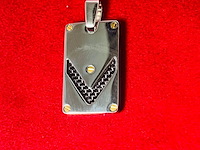 Heren dogtag pendant - goldplated santos model black carbon - afbeelding 1 van  4