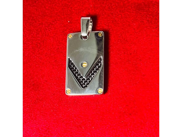 Heren dogtag pendant - goldplated santos model black carbon - afbeelding 1 van  4