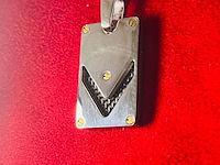 Heren dogtag pendant - goldplated santos model black carbon - afbeelding 2 van  4