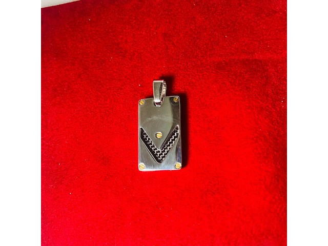 Heren dogtag pendant - goldplated santos model black carbon - afbeelding 3 van  4