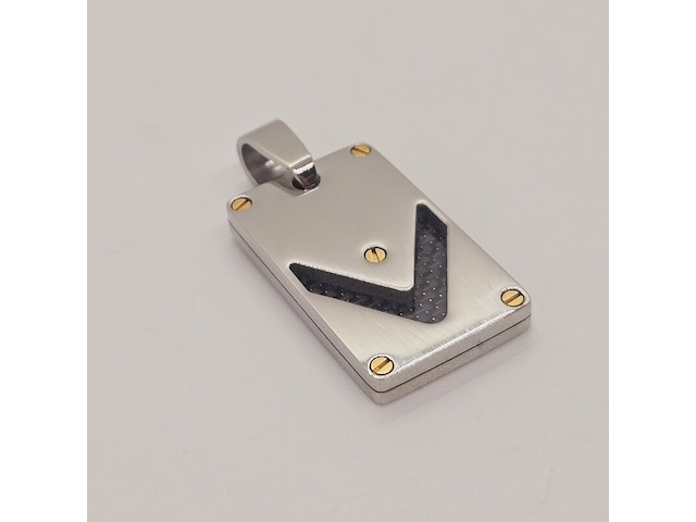 Heren dogtag pendant - goldplated santos model black carbon - afbeelding 1 van  3