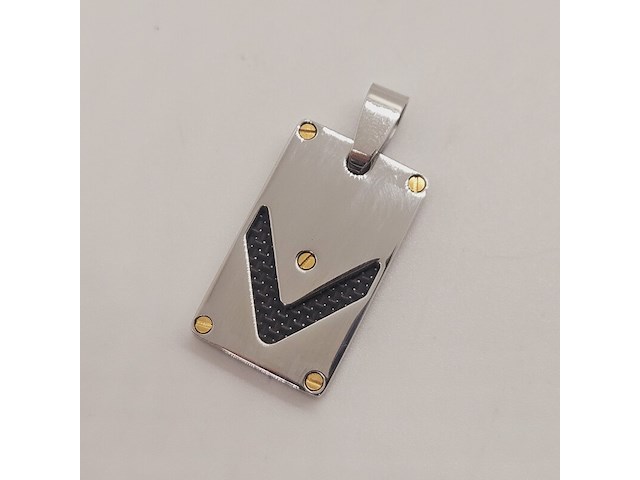 Heren dogtag pendant - goldplated santos model black carbon - afbeelding 2 van  3