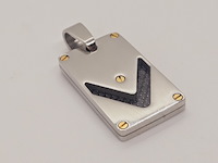 Heren dogtag pendant - goldplated santos model black carbon - afbeelding 1 van  3