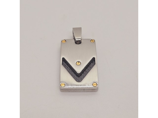 Heren dogtag pendant - goldplated santos model black carbon - afbeelding 2 van  3