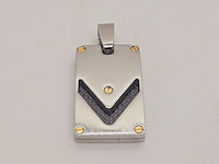 Heren dogtag pendant - goldplated santos model black carbon - afbeelding 2 van  3