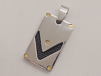 Heren dogtag pendant - goldplated santos model black carbon - afbeelding 3 van  3