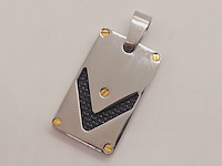 Heren dogtag pendant - goldplated santos model black carbon - afbeelding 1 van  3